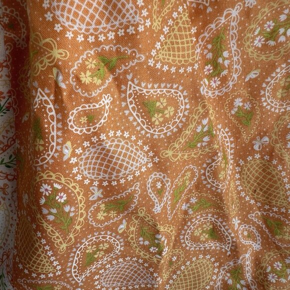 Custom Handmade Orange Paisley Cotton‎ Skirt Womens Small Medium Mixed Pattern - Picture 5 of 7